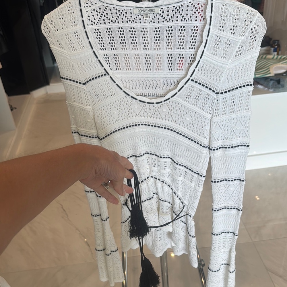 Ronny Kobo Collection White Knit Top